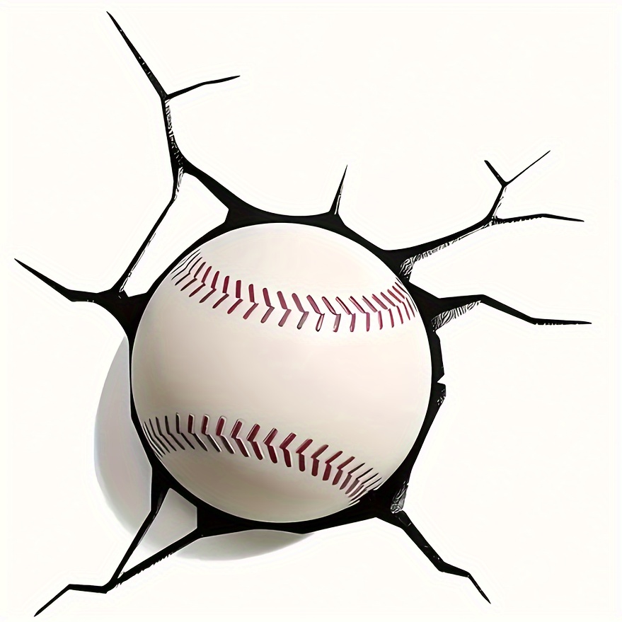 3d Simulation Car Waterproof And Scratch-resistant Stickers - A Baseball Hit The Wall, Hurry Up And Peel It Off!