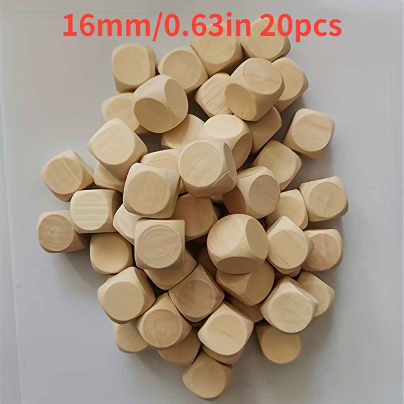 Set Of 10/20 Wooden 16mm/0.63in Dice For Diy, Creative And Pattern Carving - Suitable For Thanksgiving, Christmas, Halloween, New Year