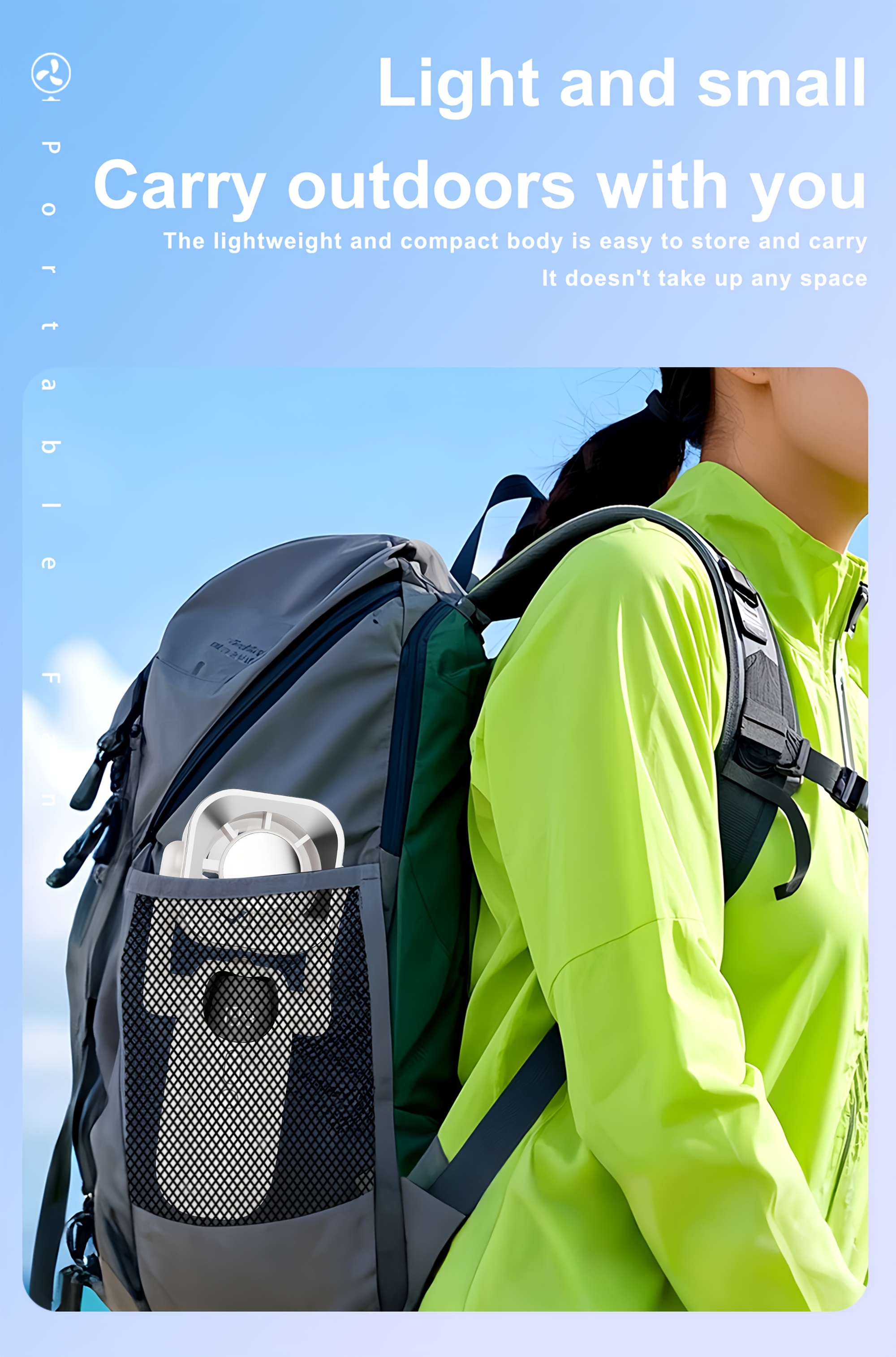 A Foldable Digital Display Ice-Cooling Fan, -Powered, Essential for Outdoor Work And Students. This Compact Fan Features a Large 4000Mah Battery for Long-Lasting Use