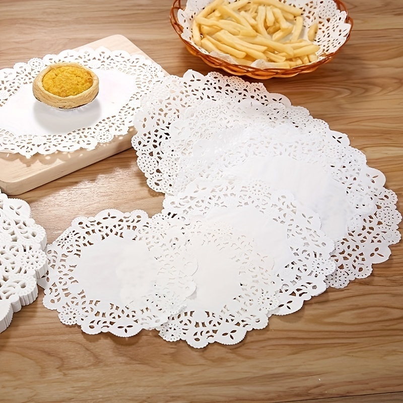 50pcs 100pcs three shapes of lace paper oil absorption paper pad lace lace fried dim sum cake flower base paper baking paper food pad pizza paper cake pad details 9