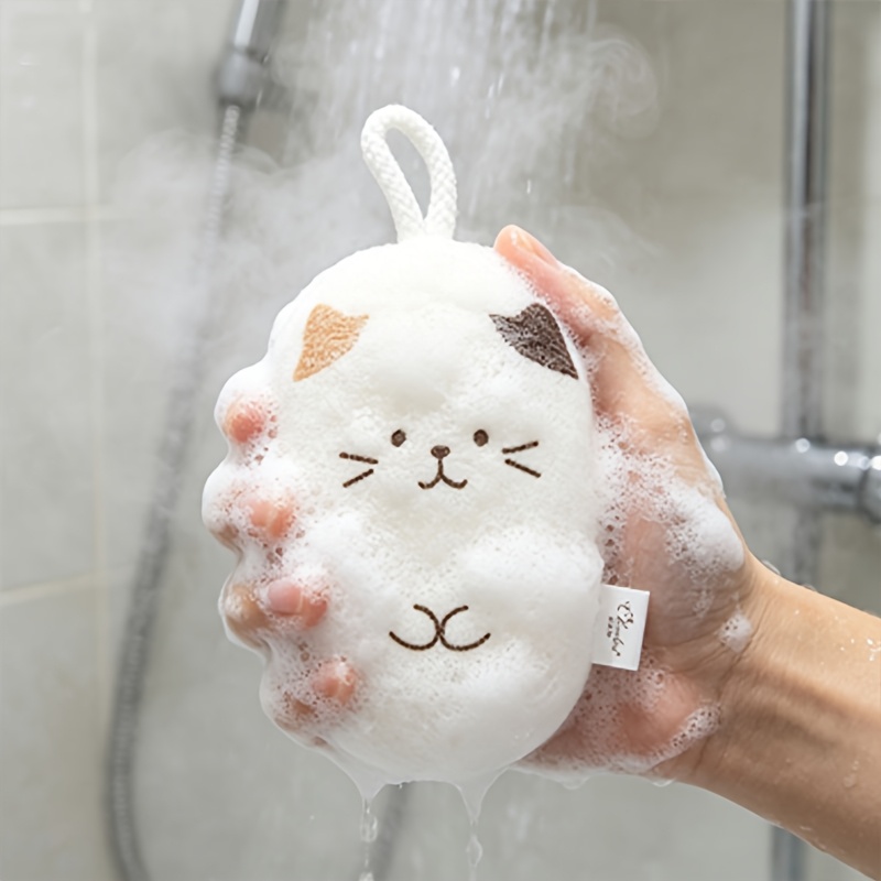 2pcs Soft Cat Shaped Bath Sponges, Gentle Exfoliating
