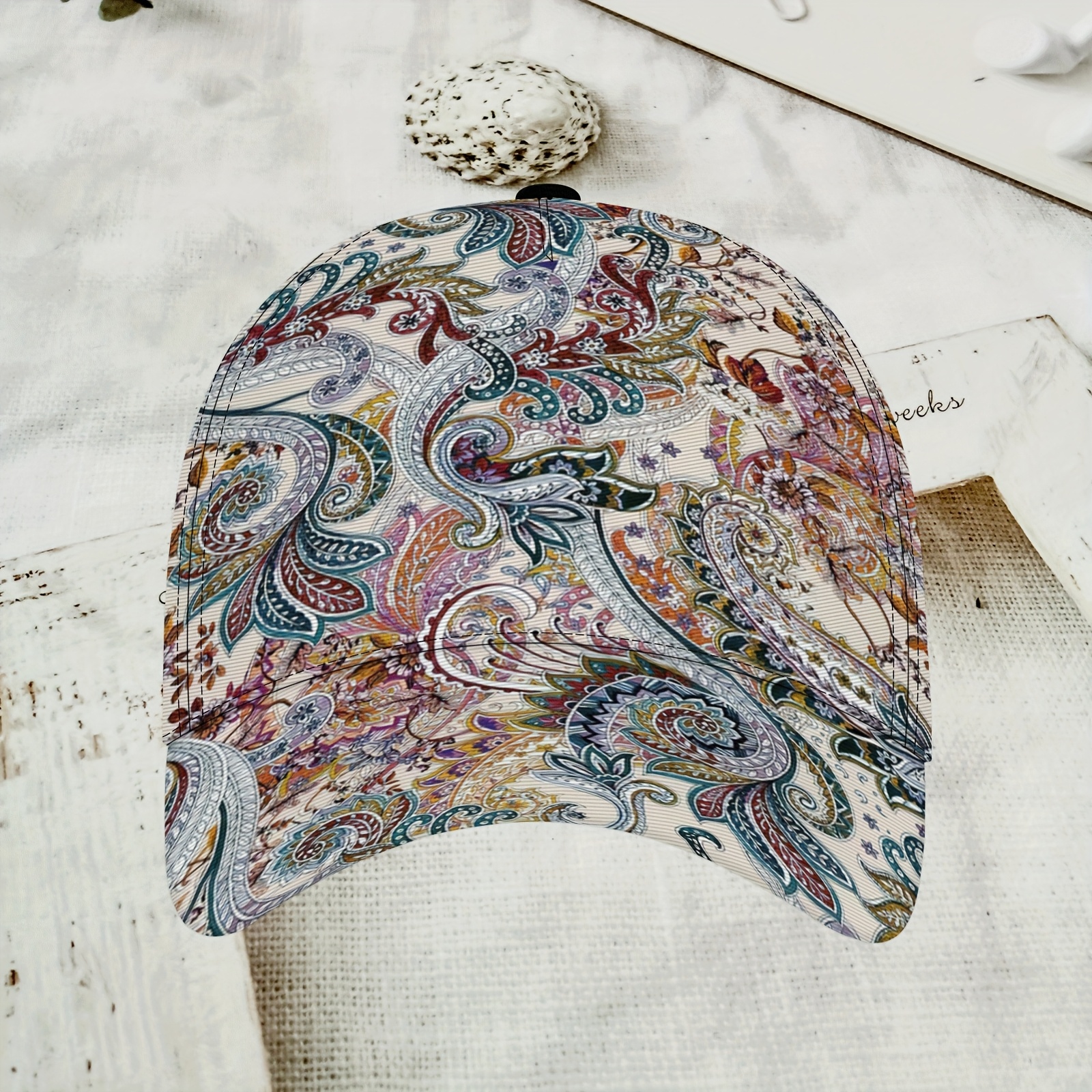 E-shop Blumenmuster-Paisley Baseballkappe - Verstellbare Leichte Atmungsaktive Unisex-Snapback für Sport, Reisen & Outdoor-Aktivitäten -