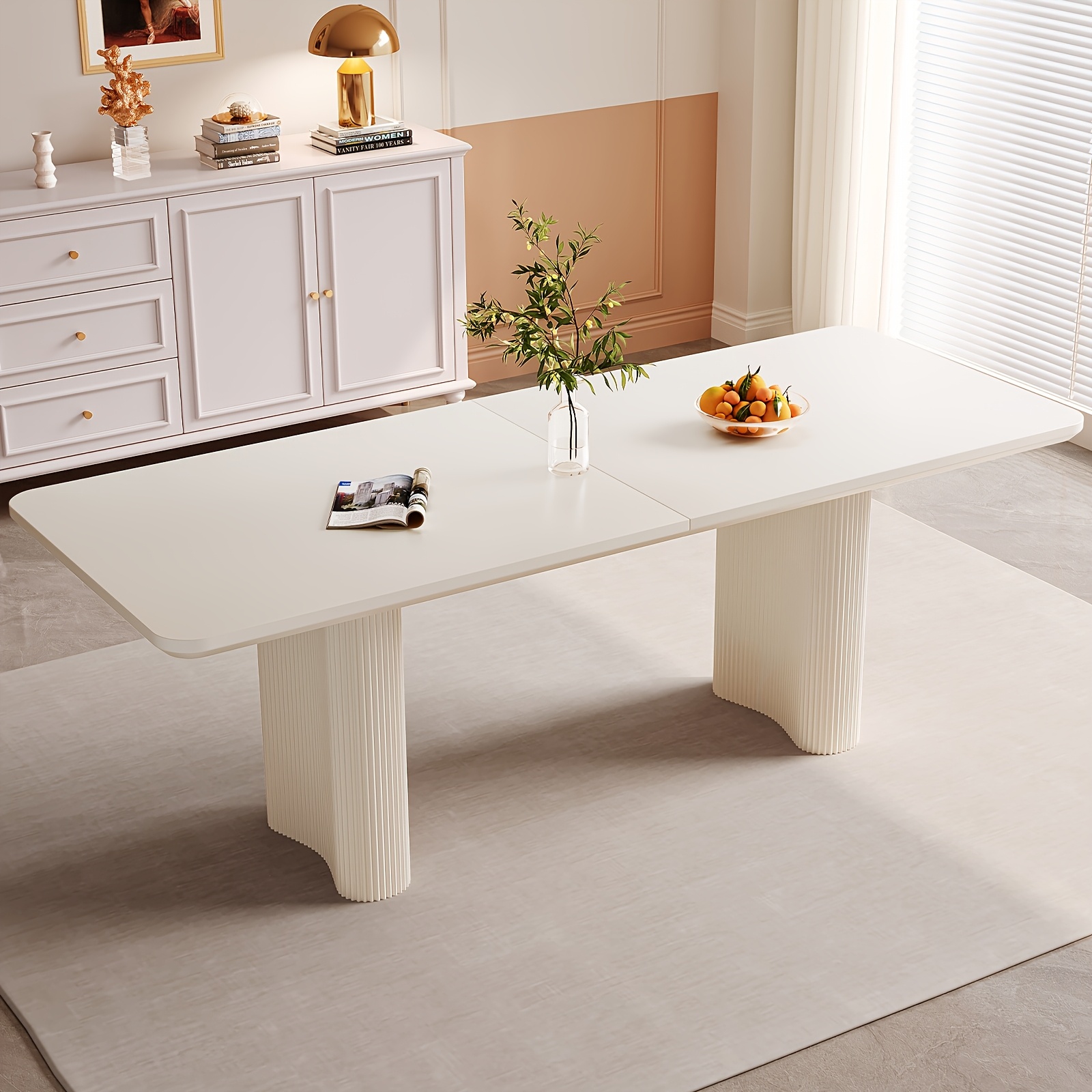 Image of Rectangular Kitchen Dining Table, Oversized Dining Table, Dining Room Furniture Table That Can 4-8 People, Suitable For Indoor Dining Tables In Kitchens, Bars, And Living Rooms, Easy To Assemble
