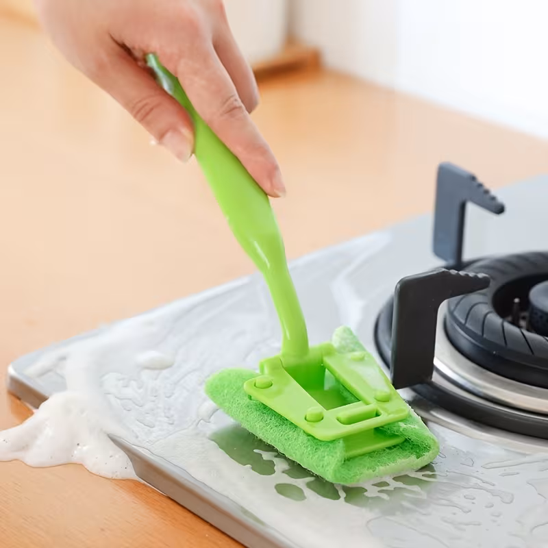 non scratch sponge dish brush with ergonomic handle durable plastic kitchen cleaning brush for dishes plates bowls scrub brush Product details 0