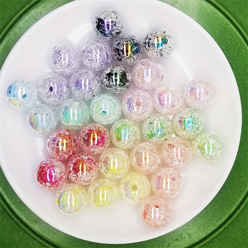 

20pcs Vibrant Acrylic Beads, 16mm Crackled Bead Assortment For Making, Keychains, And Phone Charms, Beads For Jewelry Making