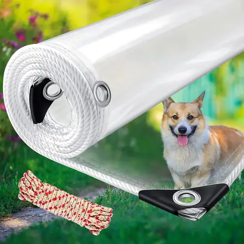 clear waterproof tarp pvc 20 mil tarpaulin with grommets and cable tie duty heavy tear resistant cover for camping plants greenhouse cars patio and
