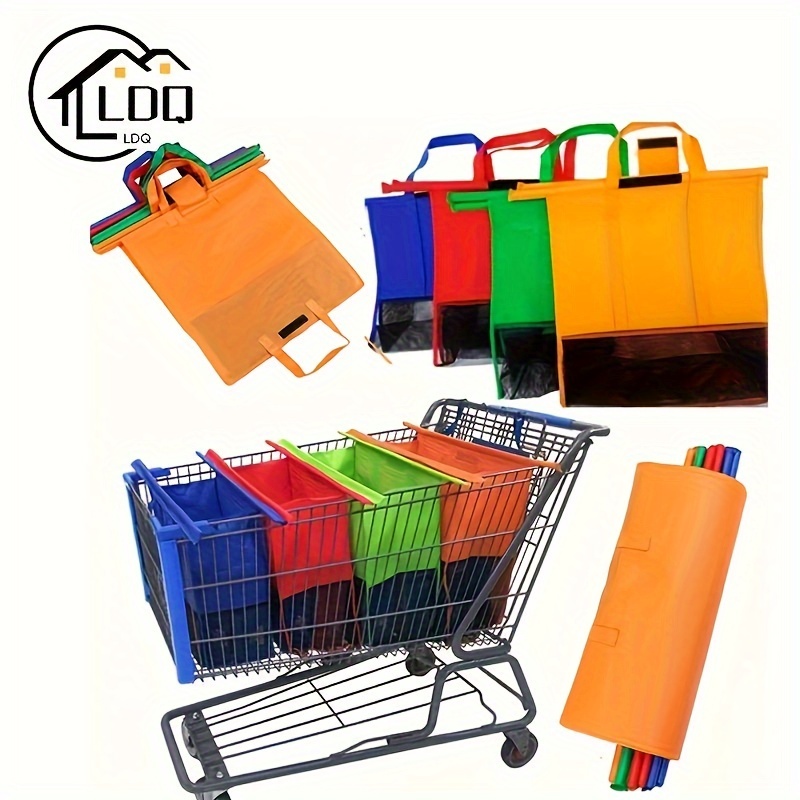 

Ldq 4pcs Heavy-duty Shopping Cart Bags With Sturdy Handles - Supermarket, & Kitchen Pantry Storage