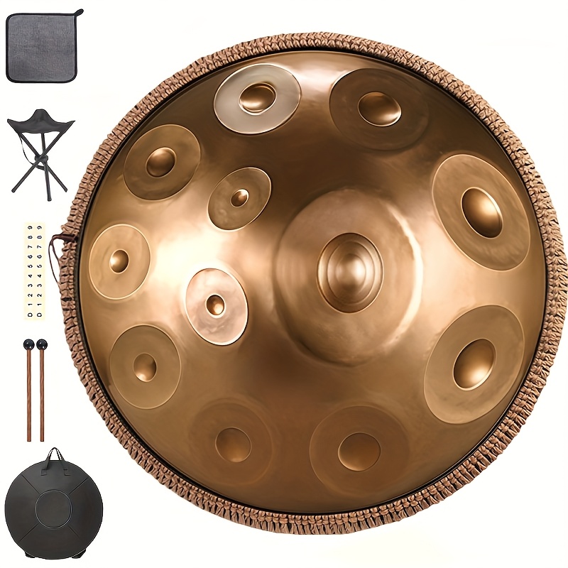 handpan triple topped drum   22 inch d   kurd hand pan drum     tongue drum for adults yoga meditation sound healing instrument gift for beginners with carrying bag drumsticks stand cloth stickers