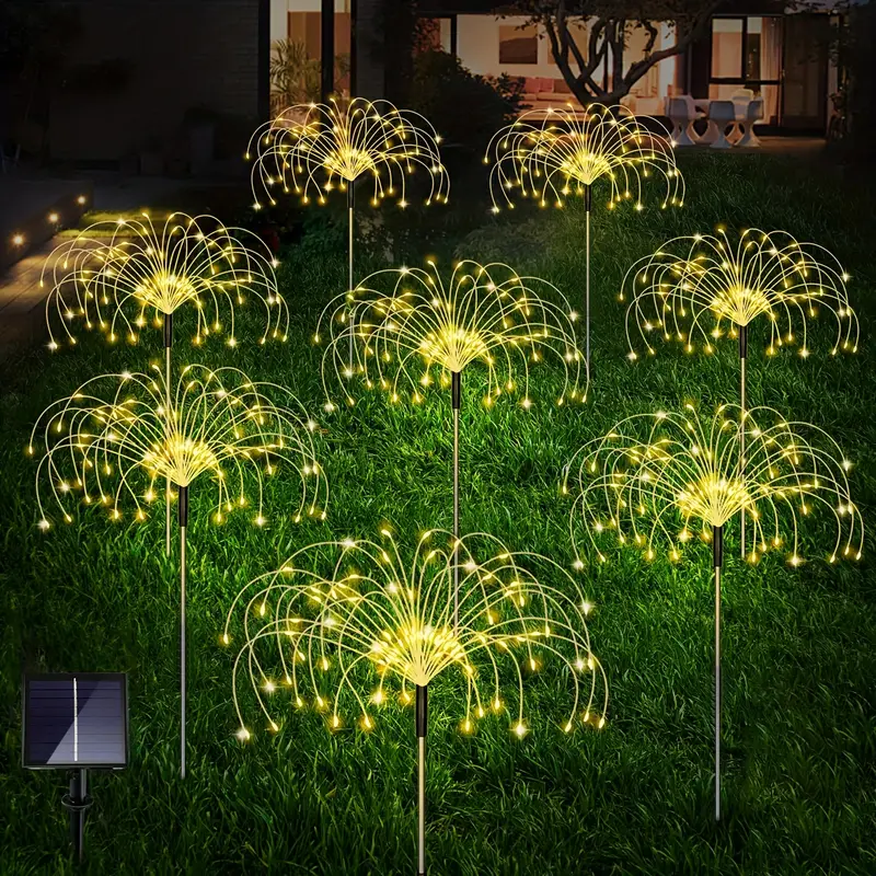 8 pack solar garden firework lights outdoor 8 480 leds waterproof copper wire diy solar decorative lights for yard pathway party decor garden lawn halloween christmas Product details 2