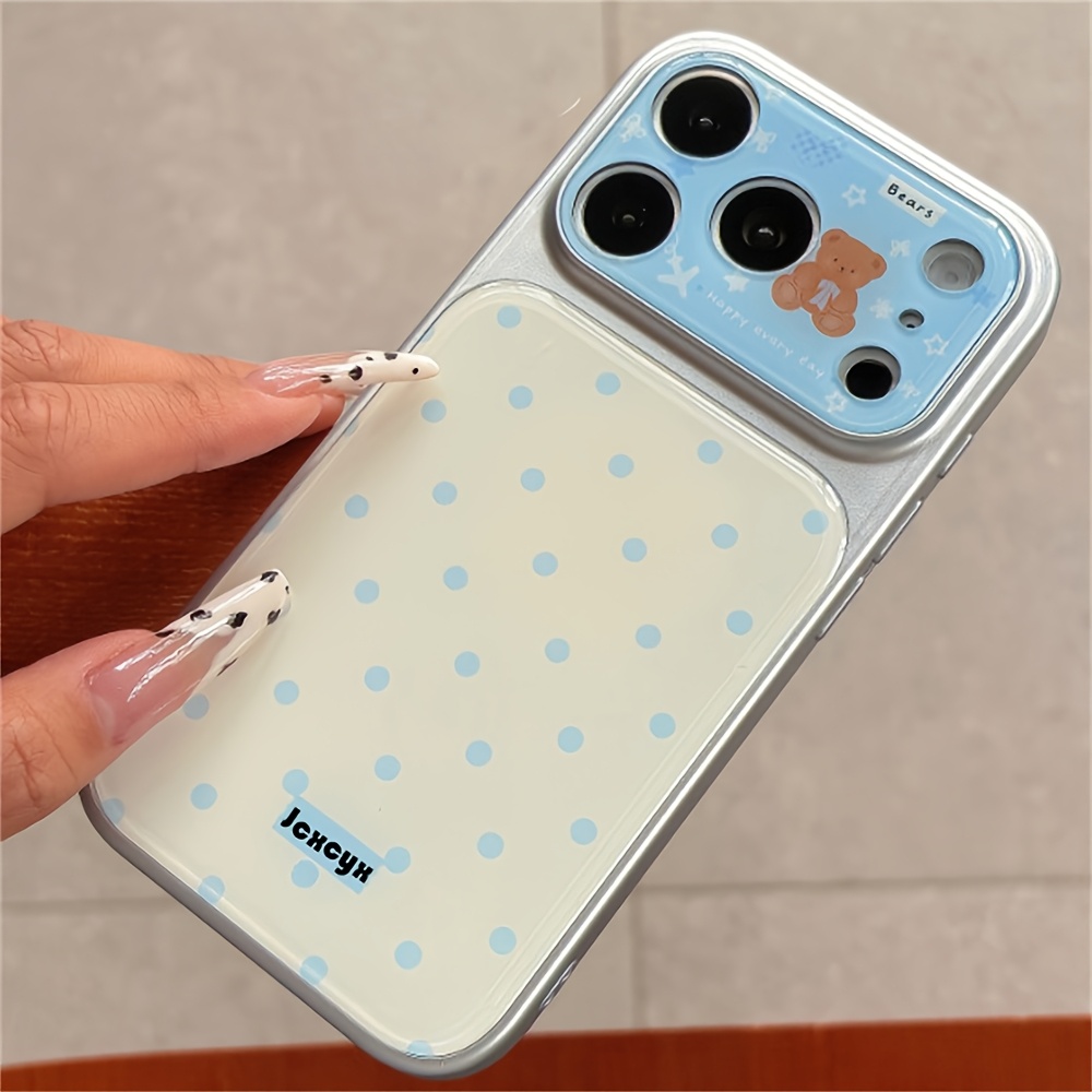 phone case simple polka point glossy camera protection phone case compatible with iphone 17  17pro 17 16 15 pro max   shockproof soft back cases