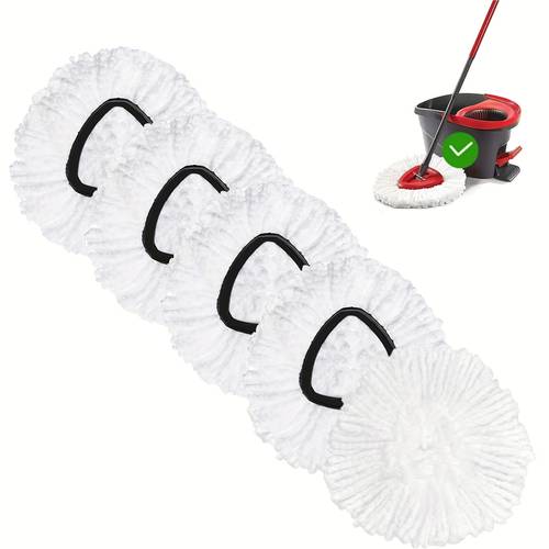 pack of 5 or mop replacement heads for cleaning of bathroom and kitchen tiles shower floors and kitchen floors microfiber rotating mop replacement heads