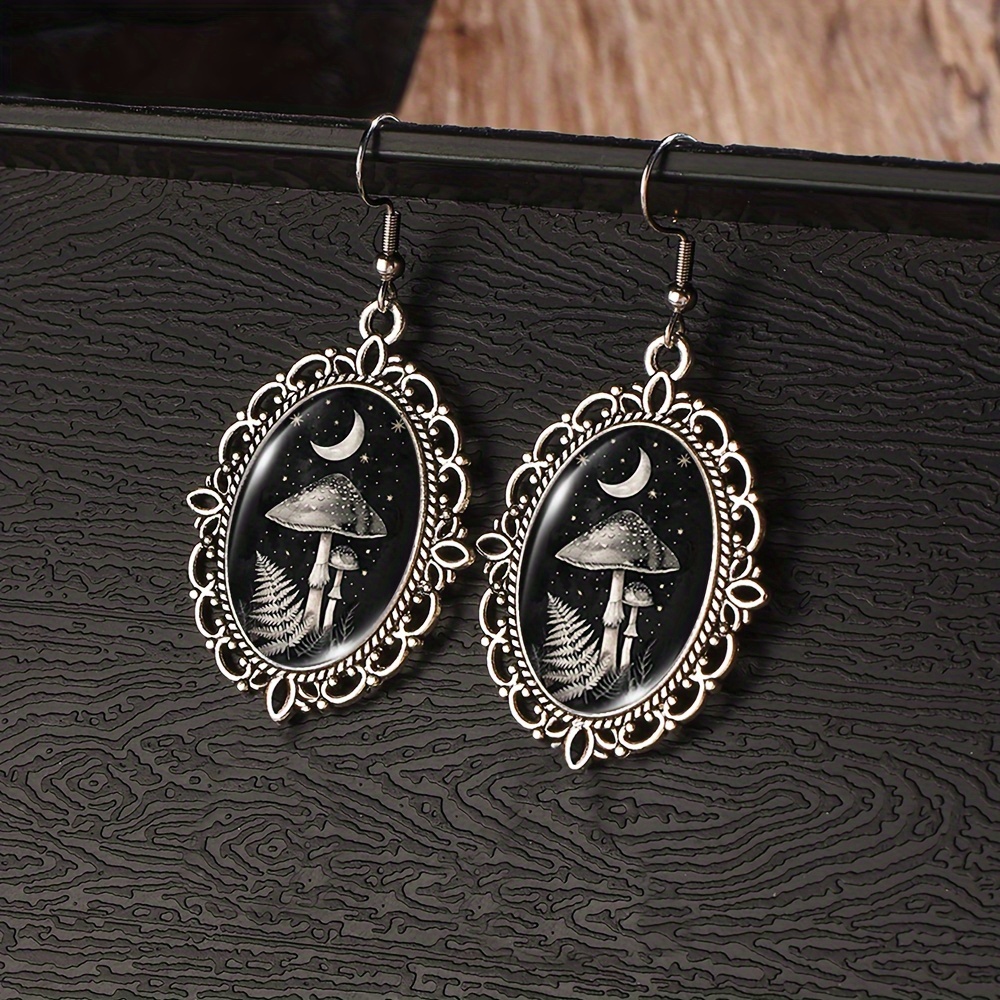 TEMU 1 paire de boucles d'oreilles vintage de croissant d'Halloween en verre bombé, cadeau pour un ami