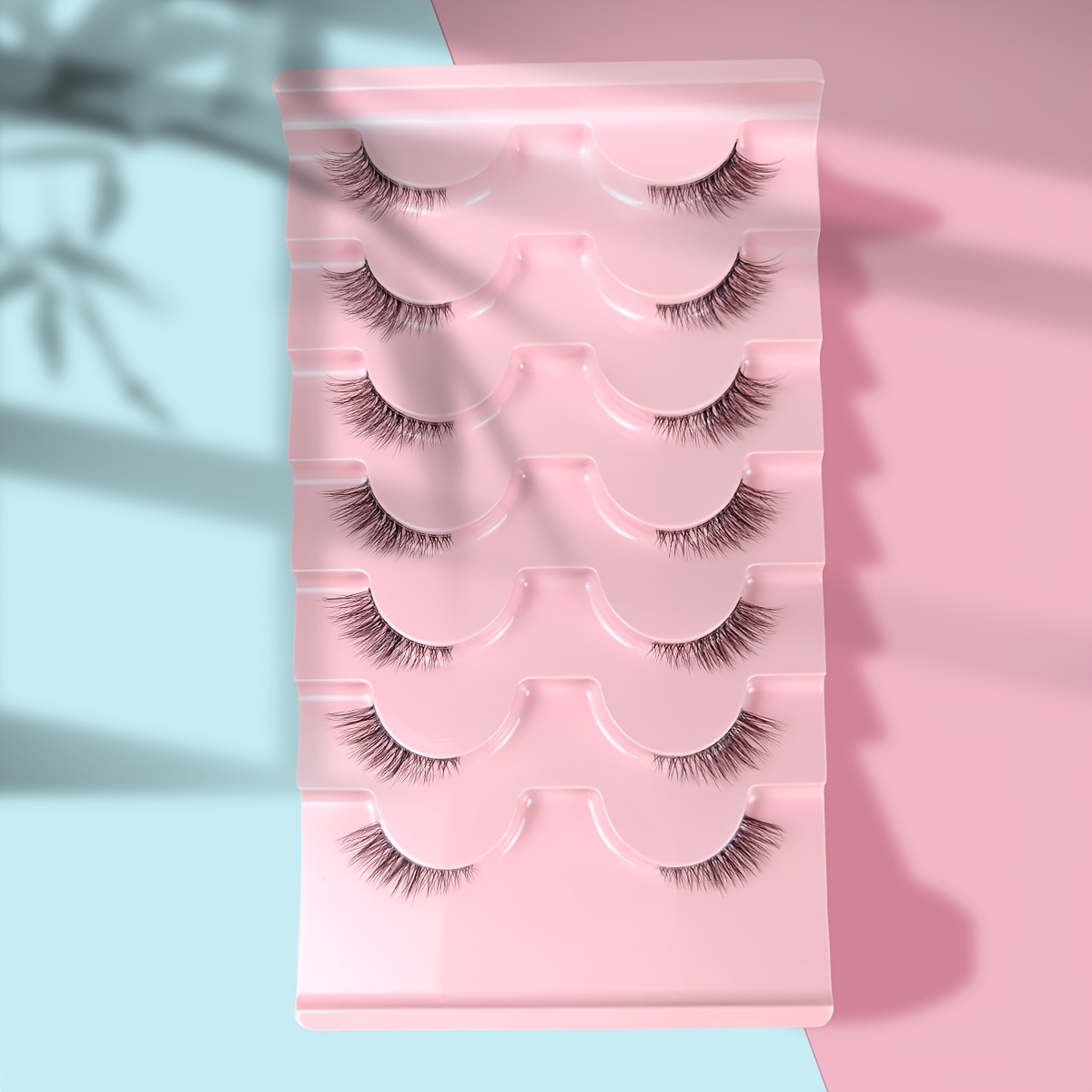 

7 Pairs Mink False Eyelashes - Cat Eye Flare, Clear Band, Half Lash Design, Lightweight & Comfortable, Unscented, Easy-to-apply Tail Fake Lashes For Volume &