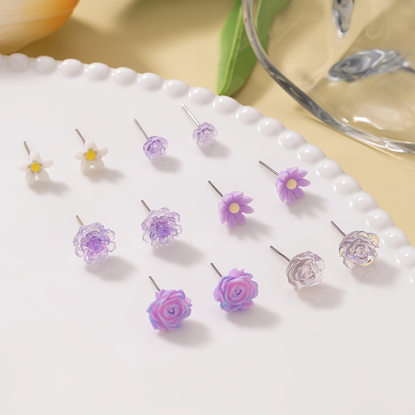 6 Pairs Multi-Color Flower Earrings Set, Elegant & Fashionable