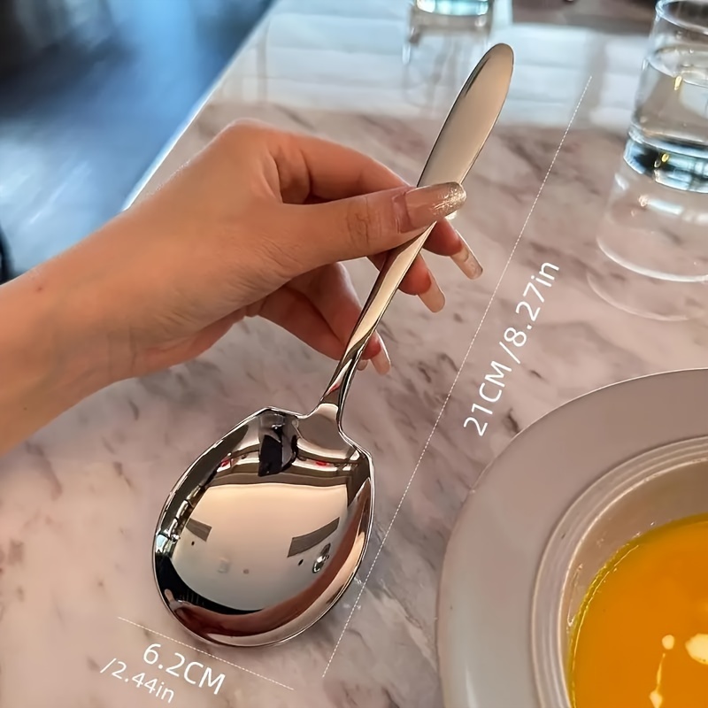 TEMU 8pcs Large Stainless Steel Serving Spoons - Durable, Thickened Utensils For Buffet, Restaurant & Catering