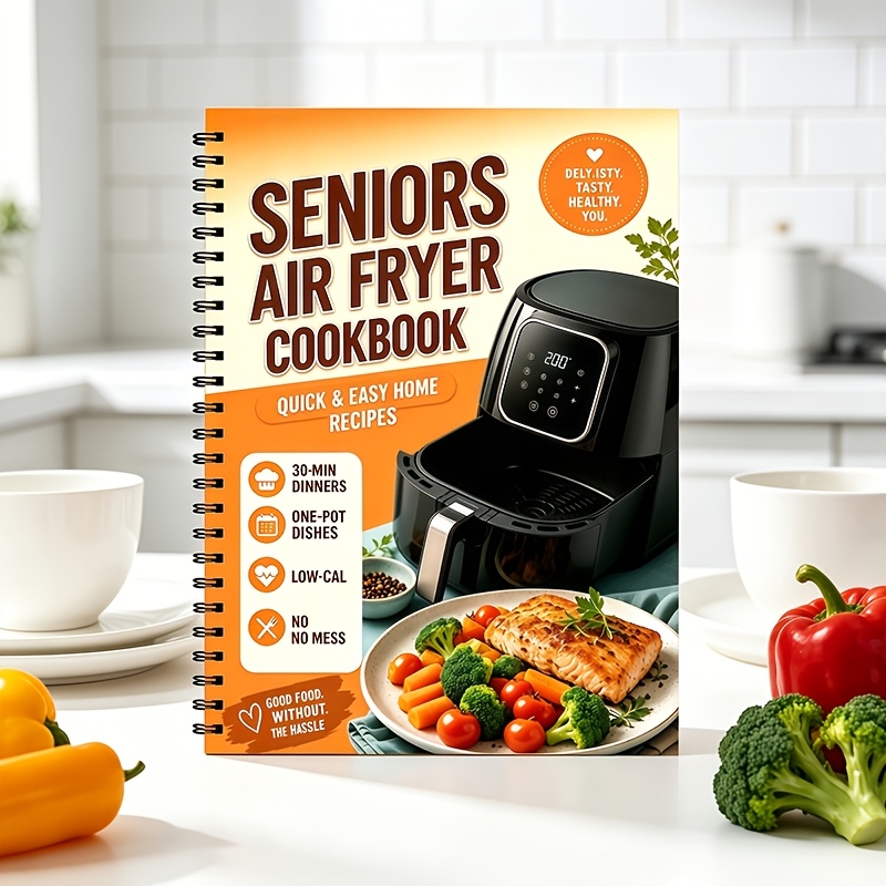 TEMU Carnet de recettes pour friteuse à air avec bobine de cuisson, idéal pour les personnes âgées, ingrédients faciles pour une préparation rapide