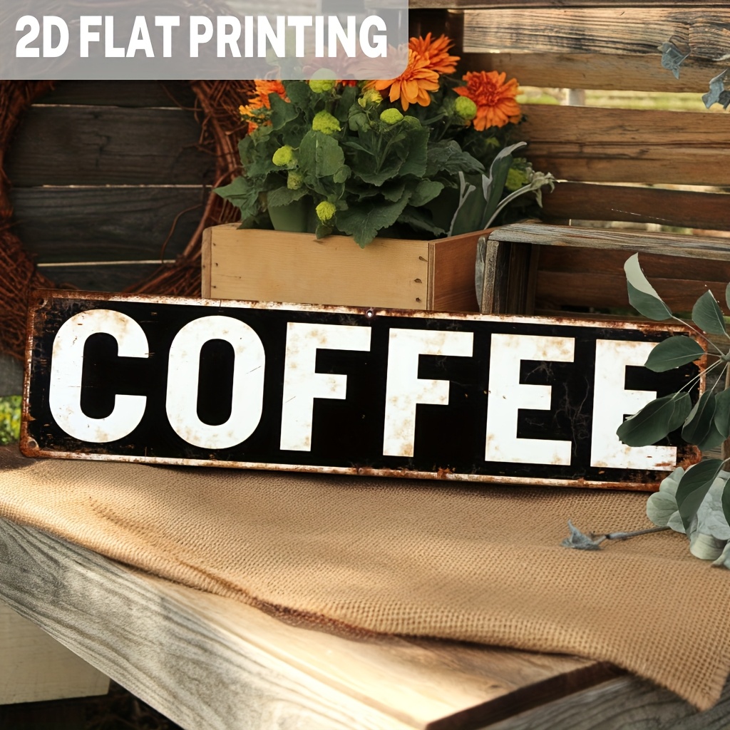TEMU 2d Flat, 1pc Vintage Coffee Metal Sign - Rustic Wall Decor For Kitchen, Cafe, Bar & Restaurant - Durable Indoor/outdoor Decorative Sign