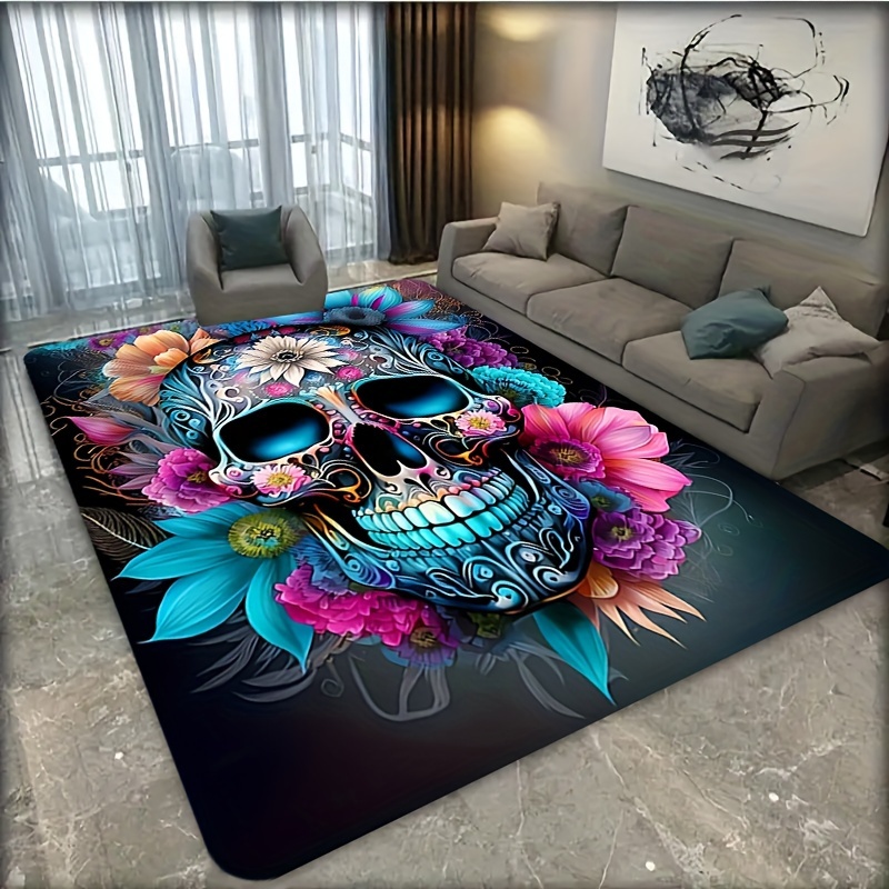 

1pc Flannel 3d Printing Floor Mat Rug Floral Indoor Printed Carpet Non-slip Kitchen Living Room Bedroom Dining Room Rugs Home Decor