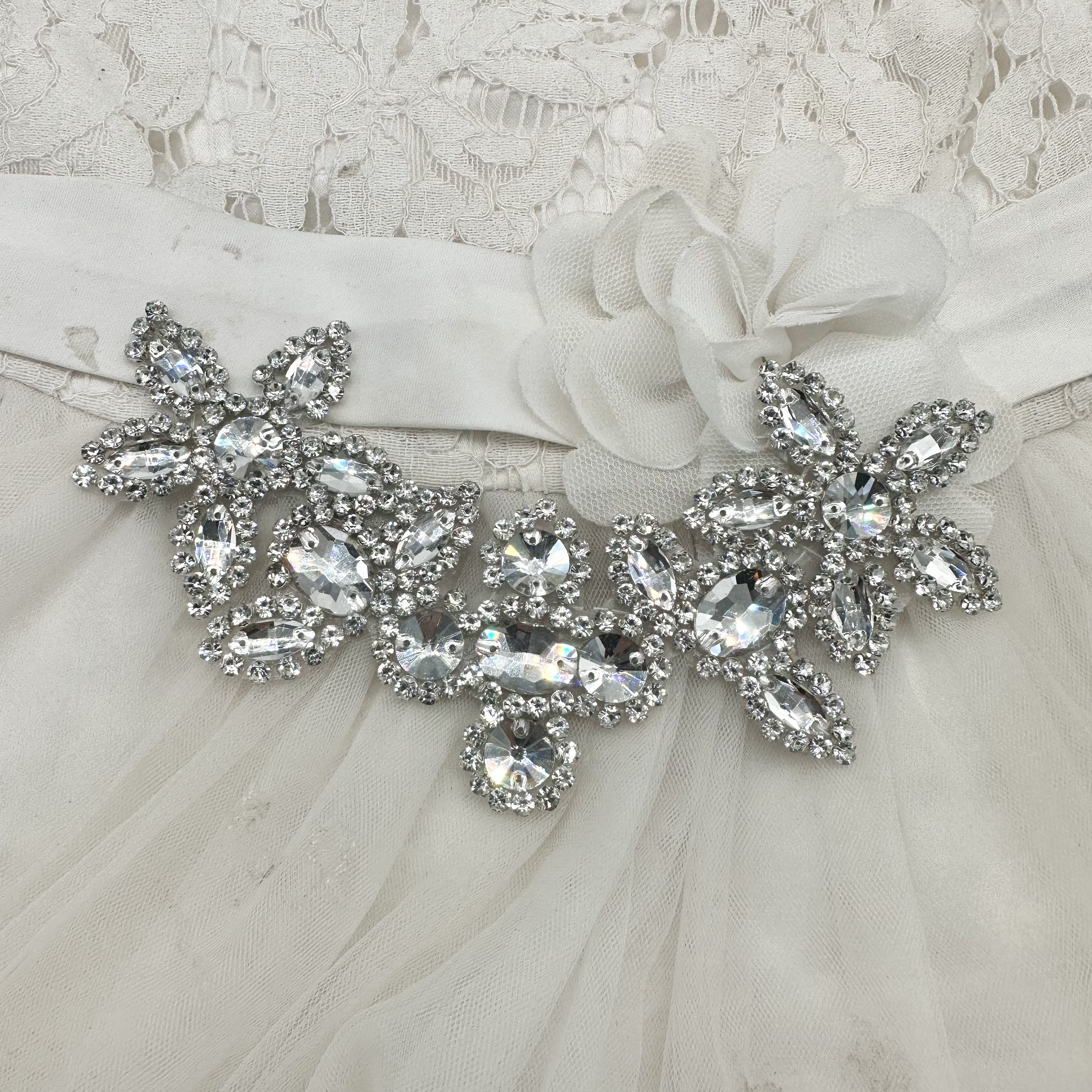 Crystal Glass Buckle Hand-Sewn Drill Flower for Dresses