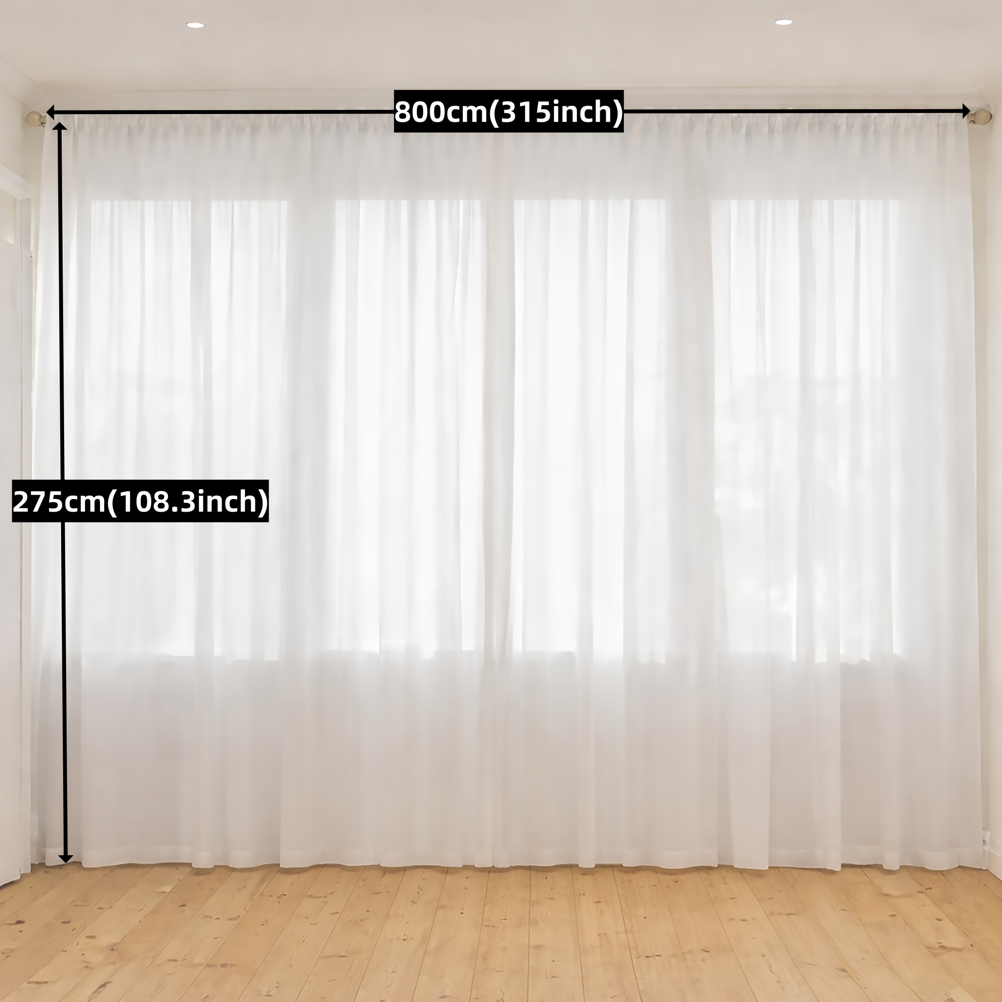 TEMU 1pc Lightweight Elegant White Cicada Wing Sheer Curtain - Widened And Enlarged Rod Pocket Drapes, Strong Vertical Sense, Semi- Filtering Effect,