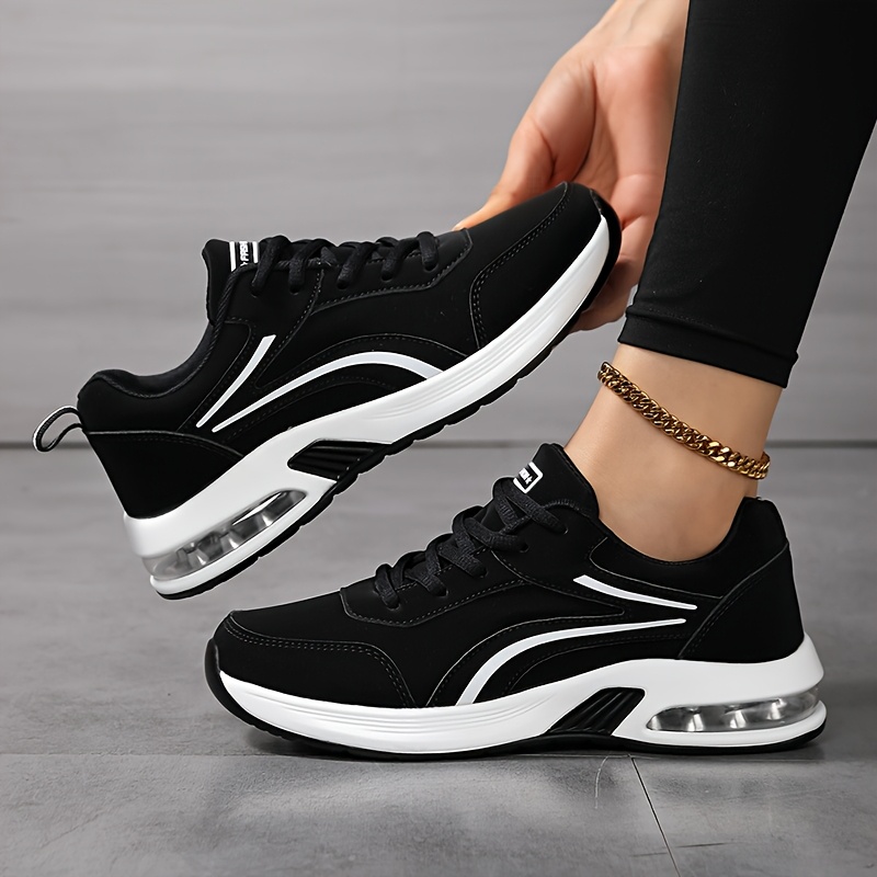 

1 Pair Women' Sneakers - Low Top Casual Shoes With Non-slip Waterproof Sole, Round Toe Lace-, Microfiber Upper, Fabric Inner & Insole, Pu Sole