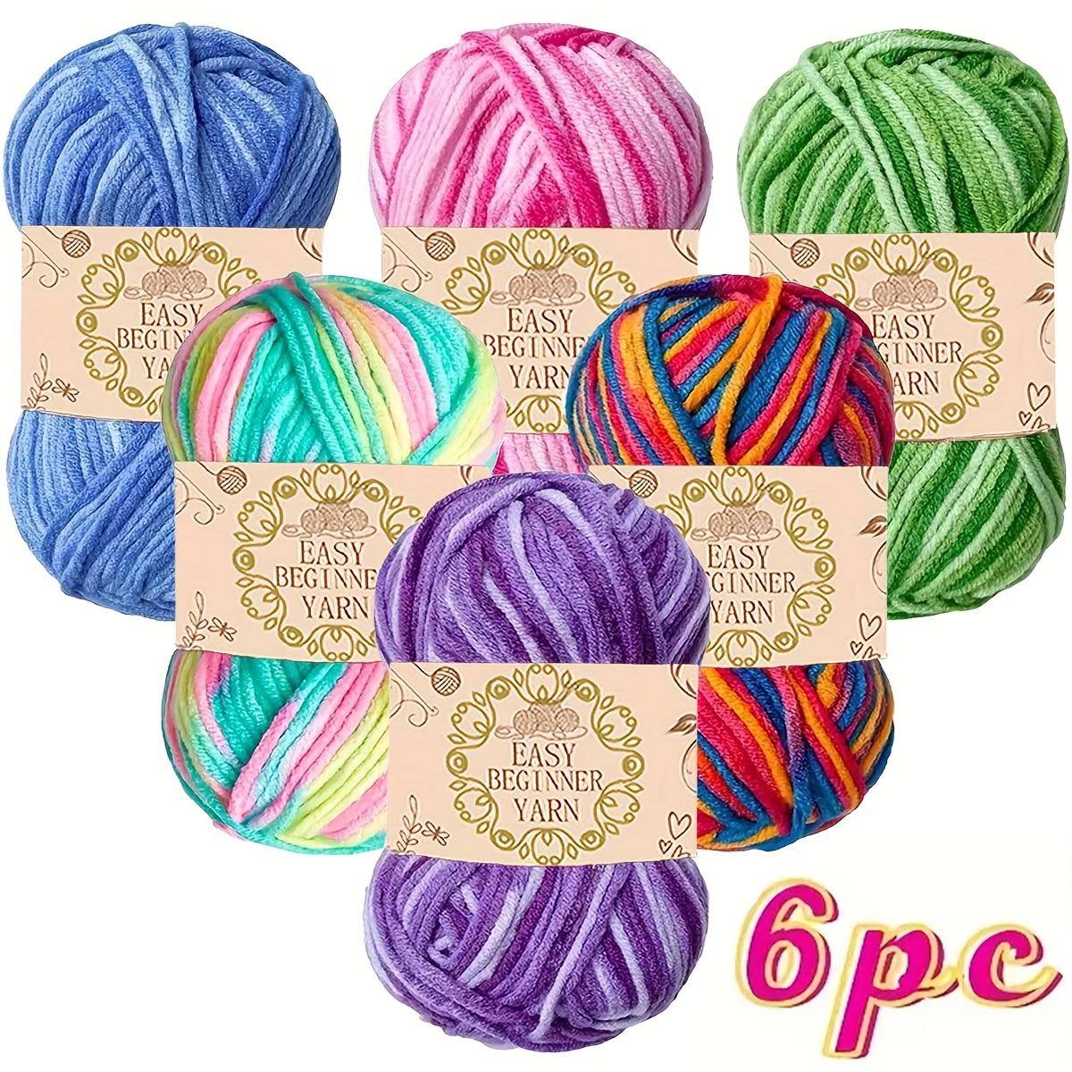 

6pcs , 5- Polyester For Diy Knitting, Crochet Blankets, & - 1.76oz