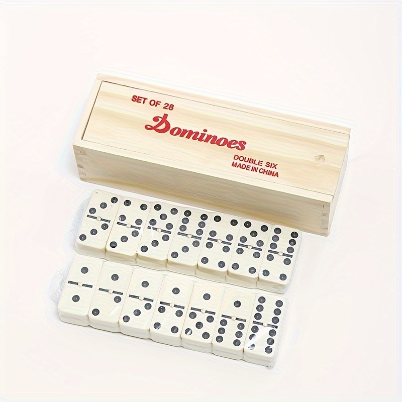 Image of Dominoes Set For Adults, Domino Set For Classic Board Games,double 6 Domino Game Set 28pcs With Wood Case (2-)