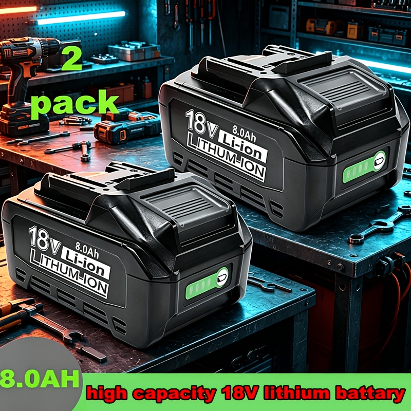 TEMU 2 Pack Bl1860b Replacement Battery For 18v Battery 8.0ah Lithium Compatible With 18 Volt Bl1850b Bl1840b Bl1830b Bl1835 Bl1840 Bl1850 Bl1860