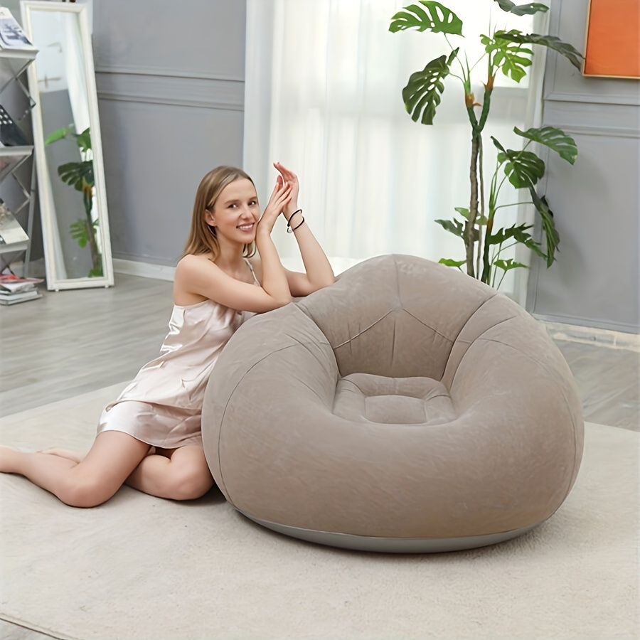 1pc Inflatable Lazy Sofa - Oval Foldable Outdoor Recliner with Backrest & Armrests, Portable Midday Rest Chair for Camping, Patio, Garden, Indoor/Outdoor Use, Inflatable Furniture, Garden Relaxation, Modern Home Decor, Durable Fabric