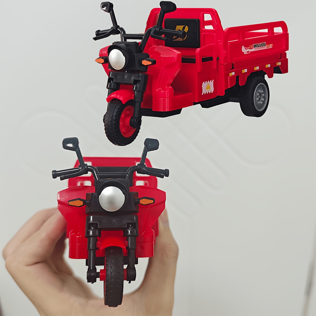 TEMU Walking Horse Simulation Tricycle Toy - Pull-back Moving Toy Car, Children's Toy Vehicle, Durable Plastic Material, Available In Red And Blue,
