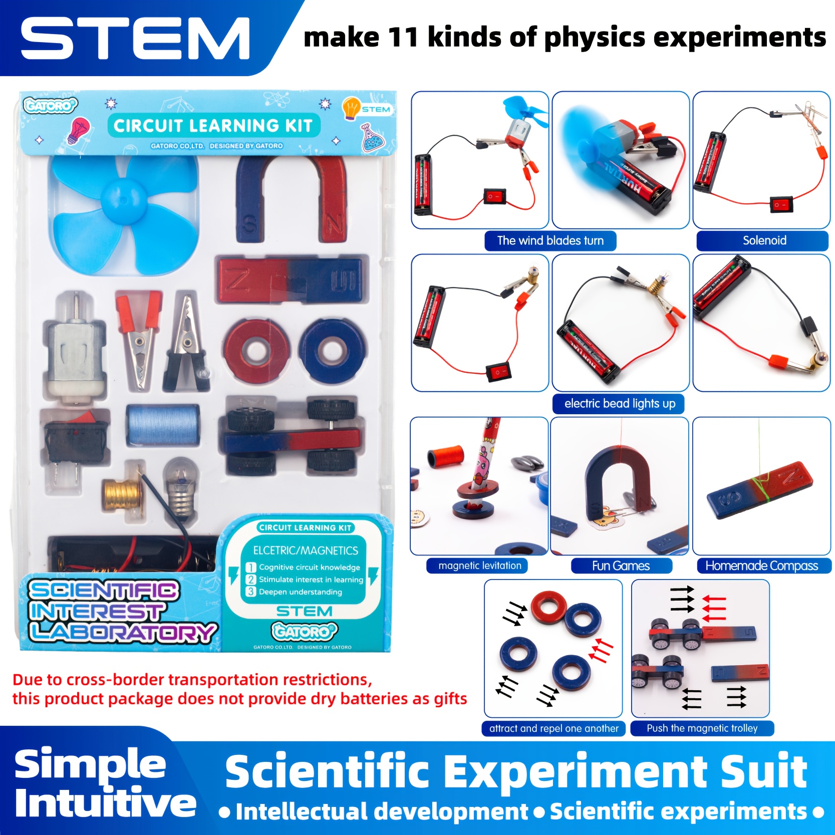 stem circuit with led bulbs battery box lamp holder switch educational science experiment set for teachers international science education organization english instructions science international science education materials stem project bo Product details 9