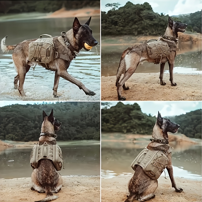 

Tactical Dog Backpack Vest Set, Military-style Polyamide Harness With Leash, Under 4 Ft, For Medium To Large Dogs, , Camping, Hunting, Rescue Equipment, Without Battery