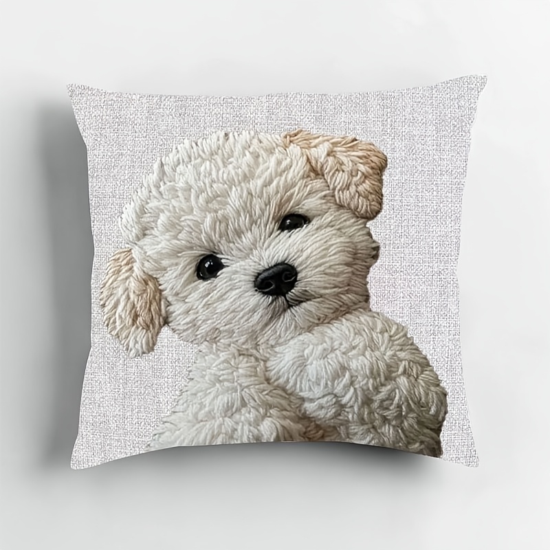 

Bichon Frise Puppy Plush Throw Pillow, 18x18 Inch Soft Breathable Decorative Pillowcase, 3d Printed, Zippered Bedroom Protector Cover, No Embroidery