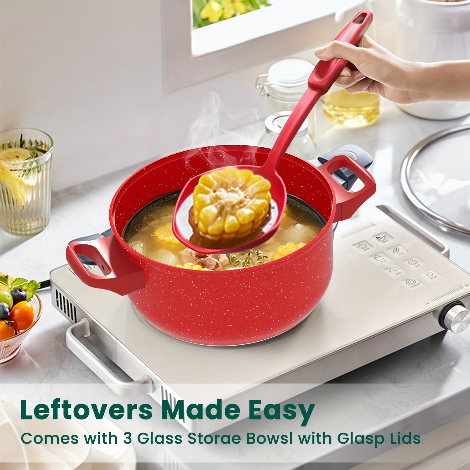 13pcs deluxe non stick cookware set pans for outdoor sets kitchen utensils essentials     and meal preparation kitchen cookware gifts for   easter gifts details 6