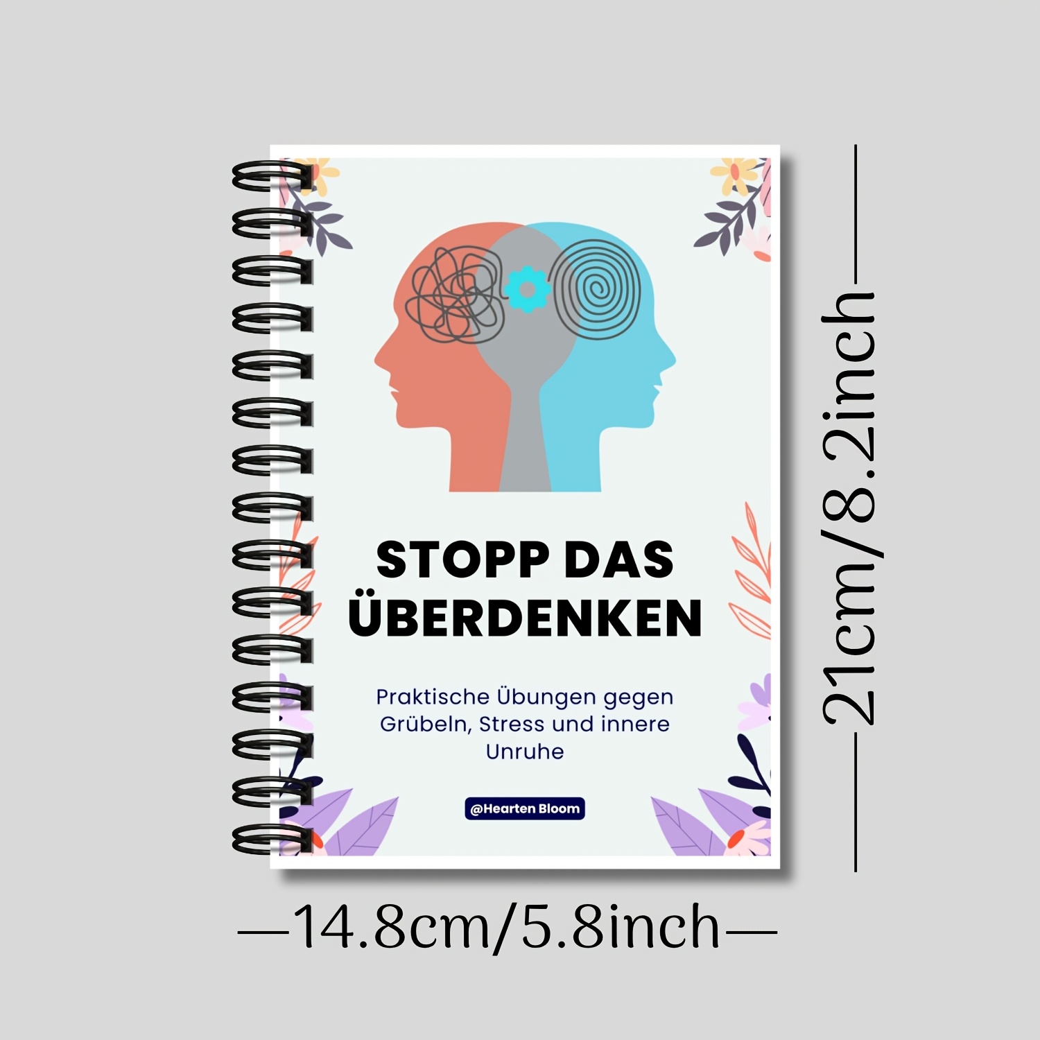 German Overthinking Planner, Pages, Mental , Pattern , Mindful Breathing, , Boundaries, Positive Affirmations, Weekly Planner, Spiral Notebooks