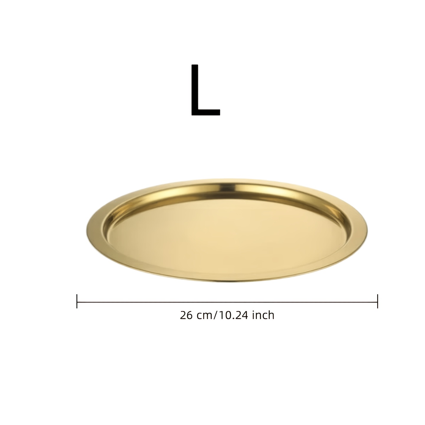 TEMU Plateau Rond Doré en Acier Inoxydable, Plateau de Salle de Bain, Plateau de Rangement, Plateau de Service, Organisateur d'Articles de Toilette,