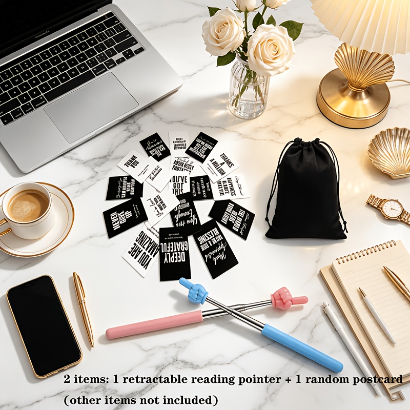 TEMU A Retractable Two-finger Teaching Wand With 1 Random Postcard Included. Available In Multiple Colors. A Parent-teacher Teaching Aid Pointer.