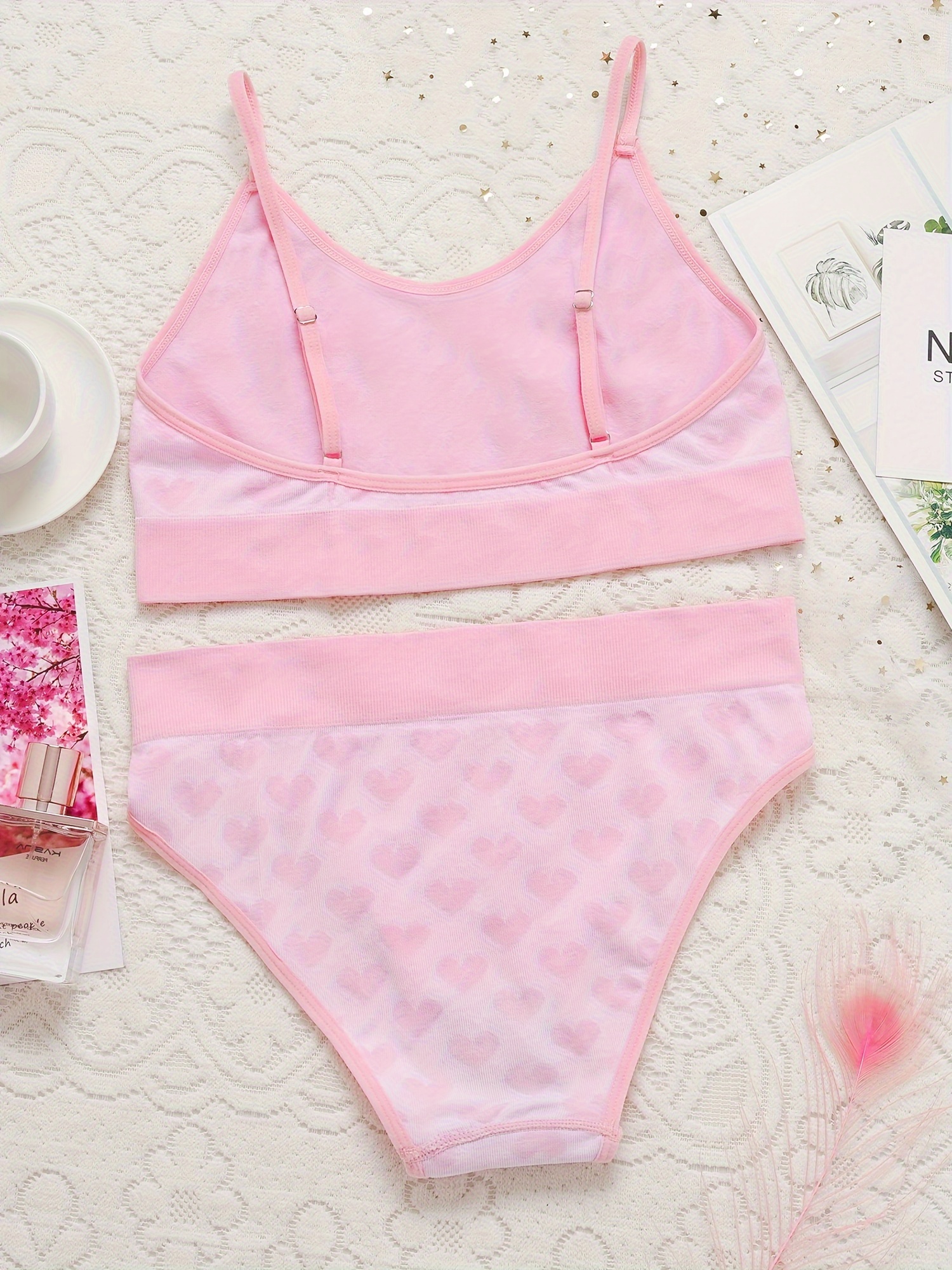 color rosa conjunto ropa interior rosa