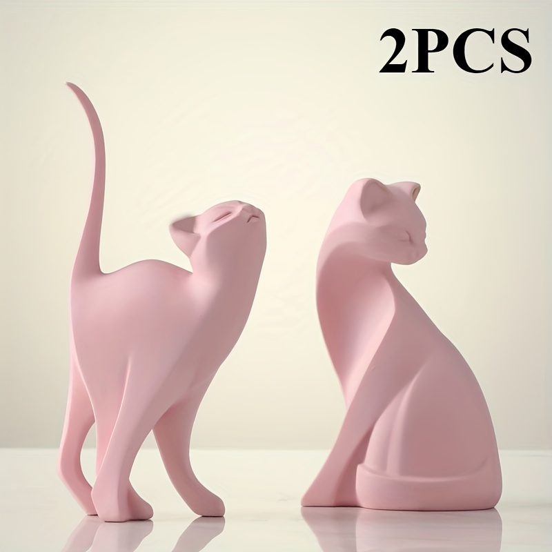 TEMU Seductive Cat Statues, Nordic Style Cute Cat Decoration, Furniture Decoration, Simple Room Desktop Decoration, Resin Material, Suitable For