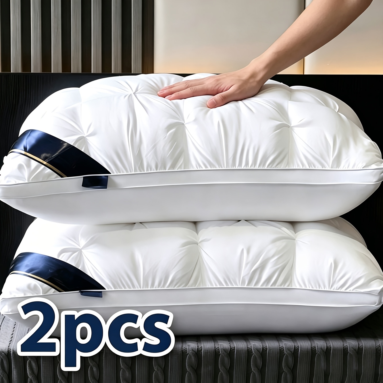 2- Hotel Quality Luxury Pillow Sets, Adult Comfortable Bed Pillows, Moisture-wicking And Breathable Pillow Cores Set, Relaxing Sleep, For Bedrooms, Living Rooms, Offices, Dorms, And Rvs