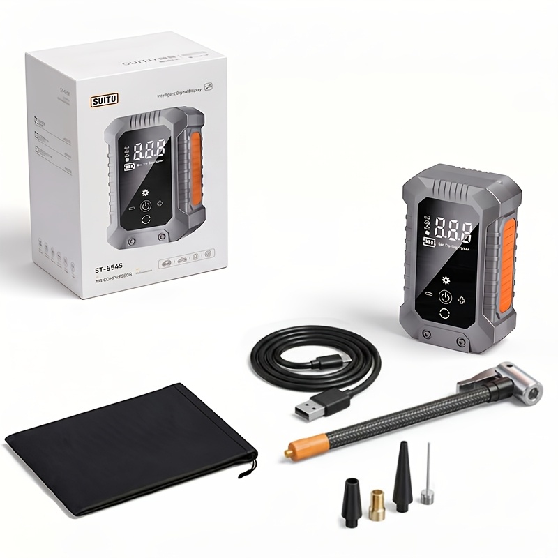 TEMU Large Digital Display Air Compressor, 150psi 5x Fast Inflation Tire Inflator With , & Stop, Portable Tire Pump For Car, Pickup, Motorcycle,