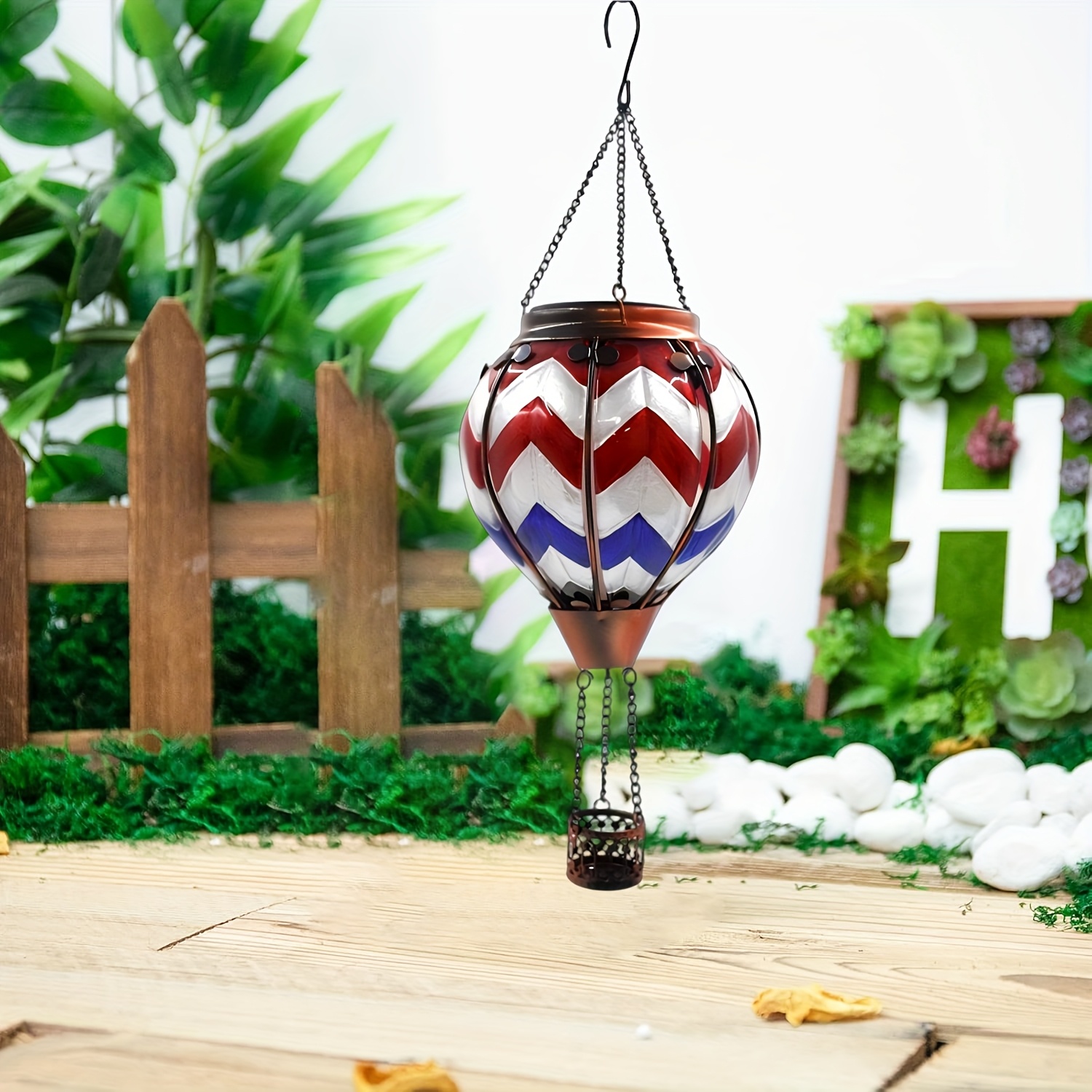 Hot Air Balloon Solar Lantern With Flickering Flame – Waterproof Outdoor Decorative Light For Garden, Yard & Patio
