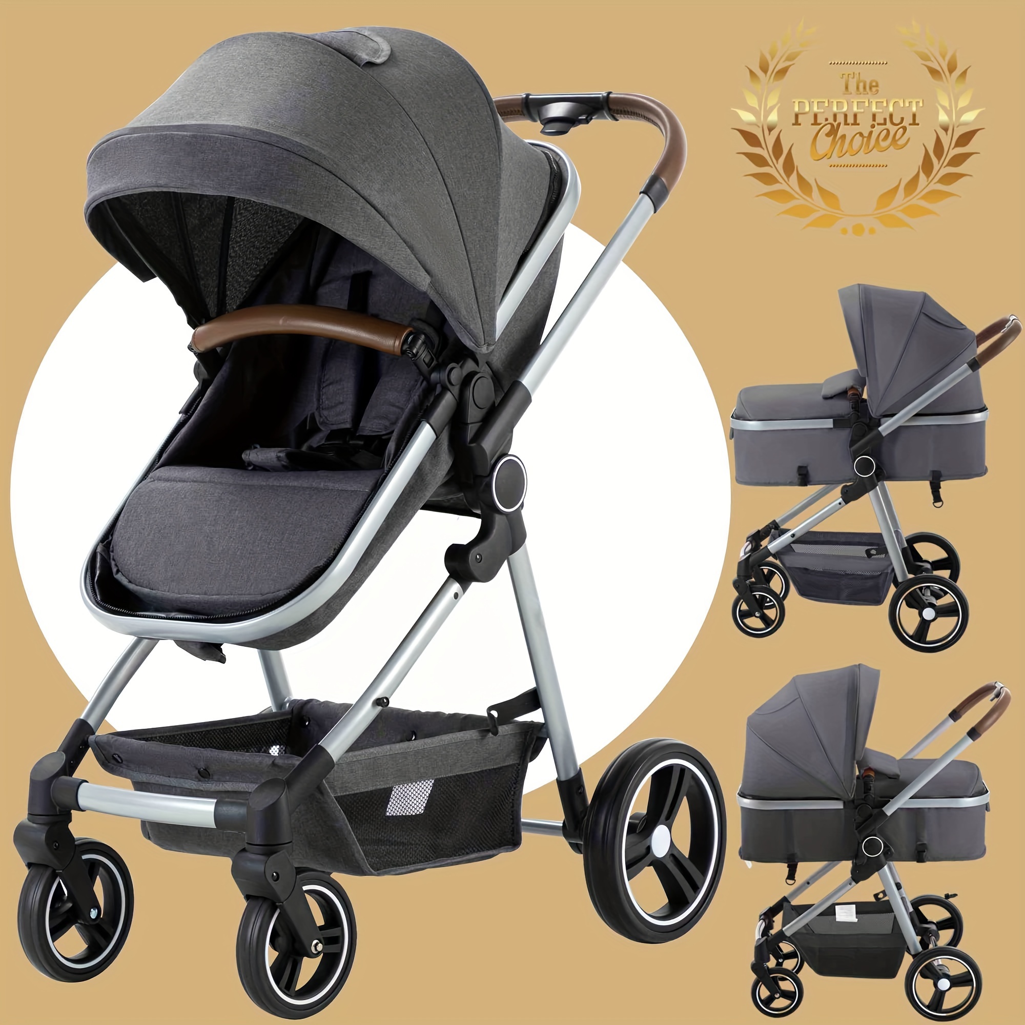 Baby Stroller Foldable Infant Newborn Stroller 2 in 1 Rear Temu