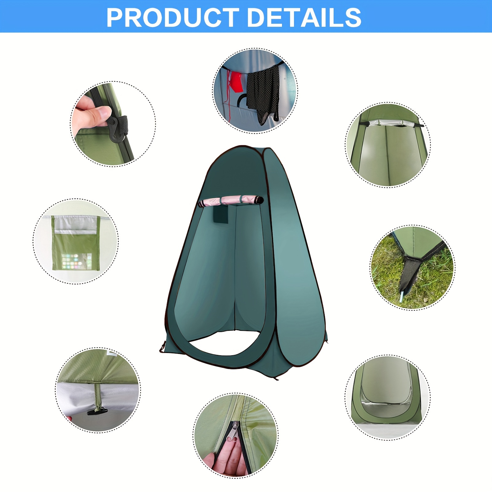 TEMU Pop Up Privacy Tent Portable Shower Tent Beach Changing Room Privacy Tent Camp Toilet Instant Privacy Shelters - Camping Beach Hiking Fishing