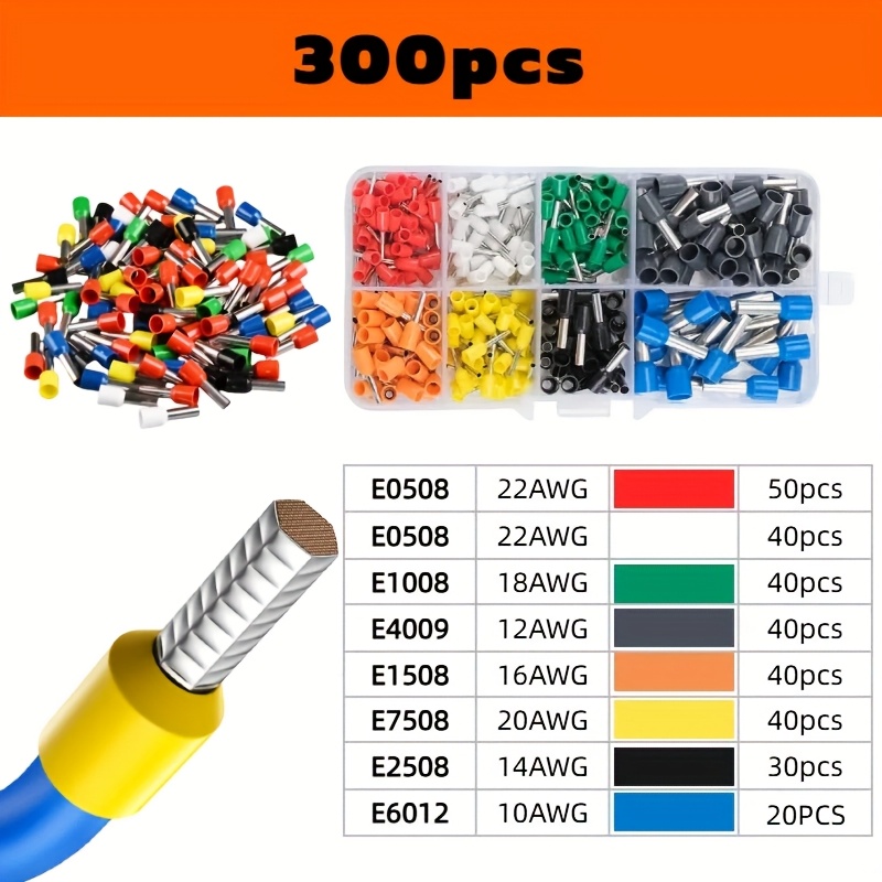 E-shop 300/400/1900 Stk. Drahtkabelschuhe Set | AWG 22-7 | | Isolierte Drahtkabel Endklemmen | Kabelschuhe | Draht Endklemmen Set | AWG 22, 20, 18, 16,