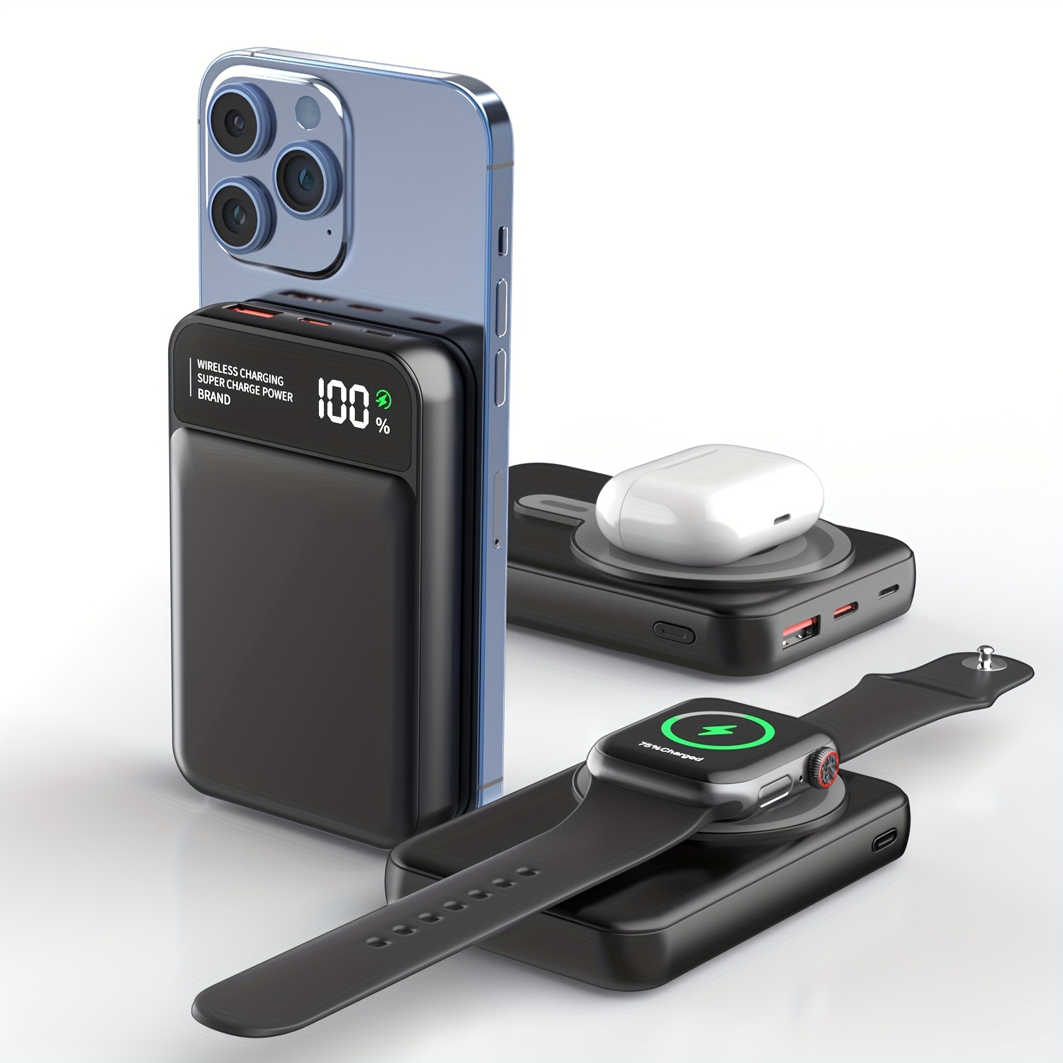 10000mAh Magnetic Power Bank, PD22.5W Fast Charging, Suitable For Various Devices, With LED Digital Display, Suitable For Work, Going Out, Portable Outdoor Backup Power Supply, Compatible With Mobile Phones, Watches, Headphones, Easter Gifts