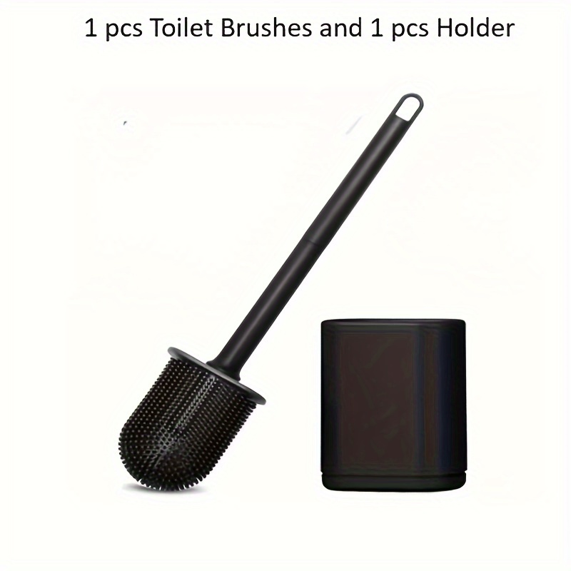 TEMU [1pcs Toilet Brush] 1pc Long Handle Toilet Brush Set With Holder | Soft Bristle Deep Cleaning Bathroom Toilet Scrubber, Wall-mounted/floor