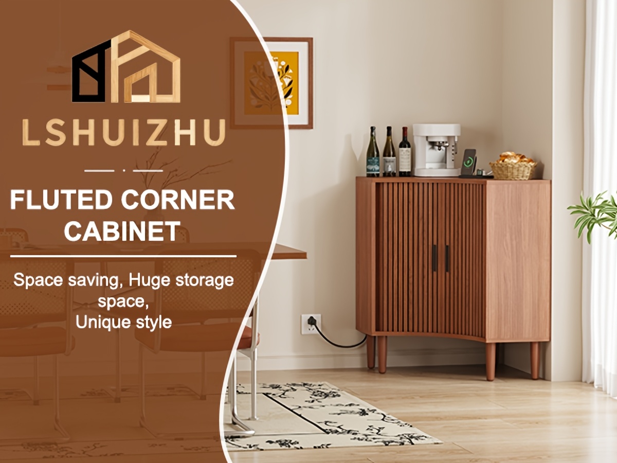Modern Fluted Corner Cabinet with Built-in Charging Station 11 Modern Fluted Corner Cabinet with Charging Station Overview
