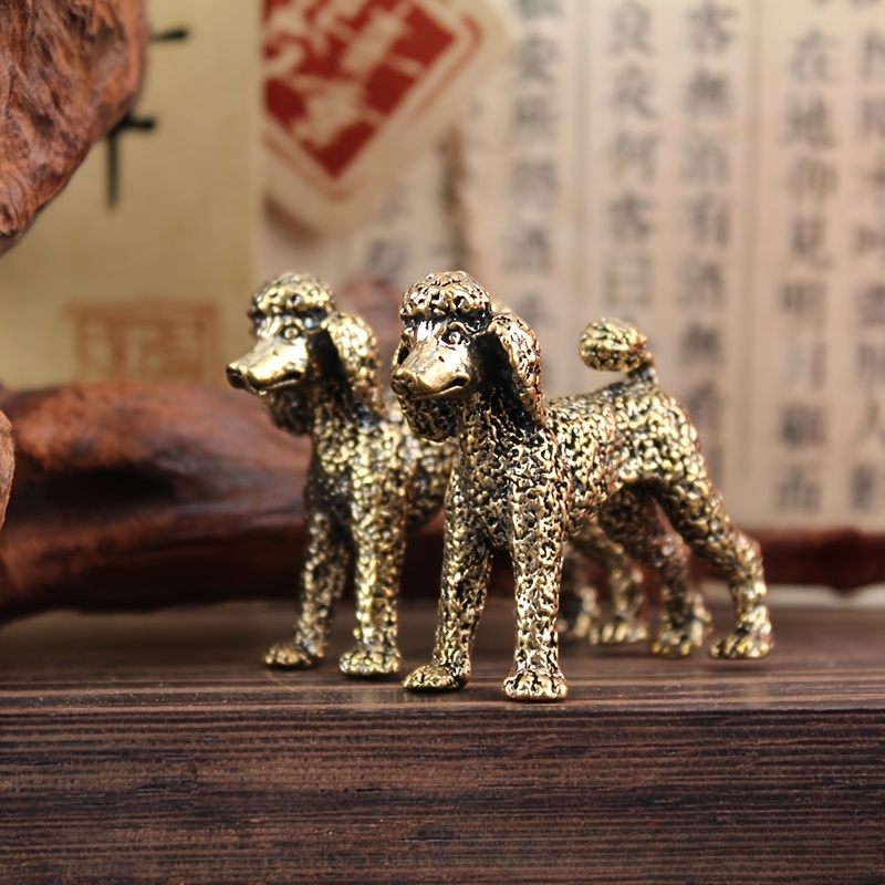 

Poodle Dog Figurine - Vintage Brass, Curly-haired Zodiac Puppy Decor, Christmas & , 1/2pcs, Christmas Gift