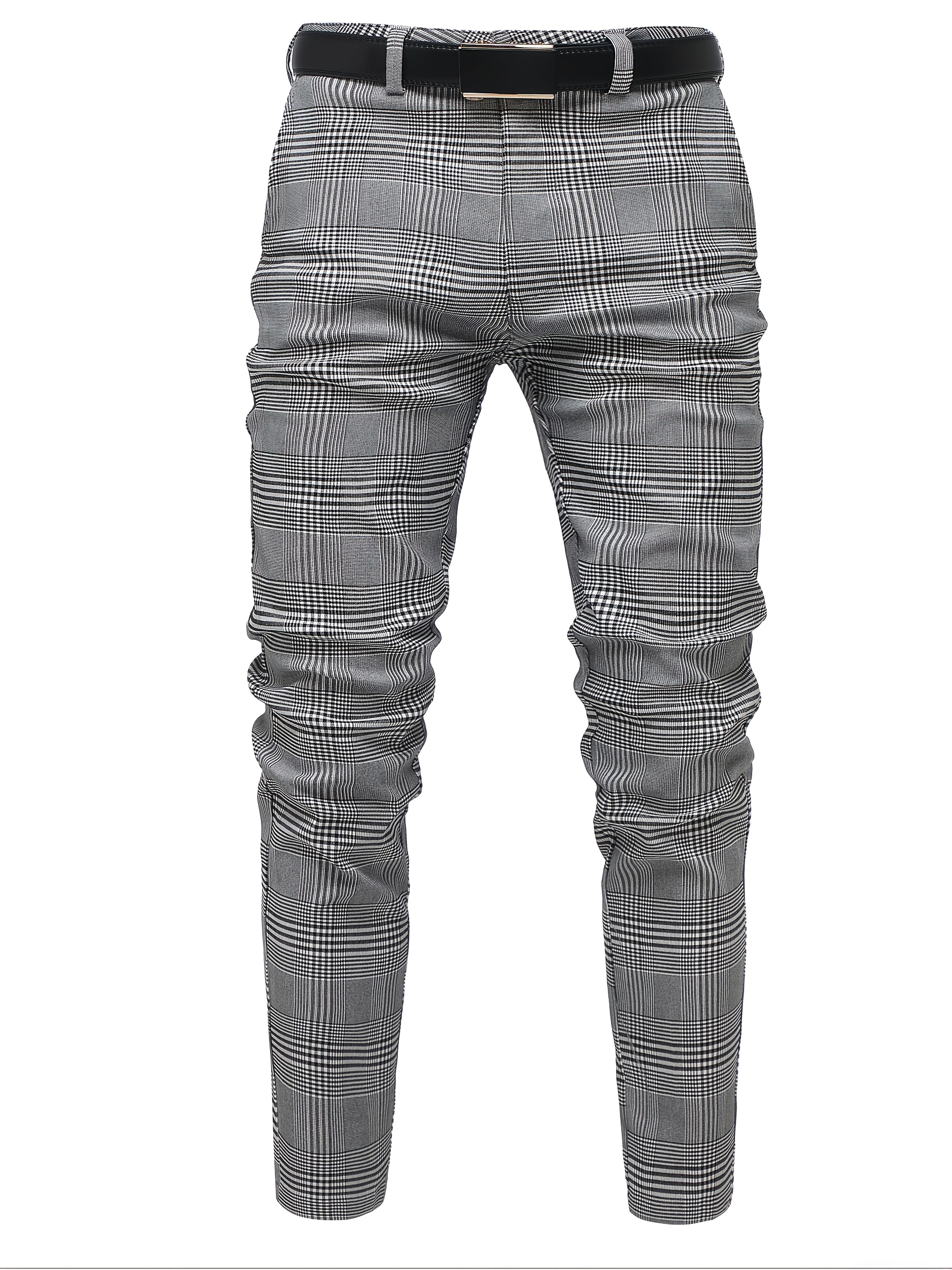Fashionable Classic Plaid Business Men'S Trousers, Elegant Versatile Slim-Fit Suit Pants, Suitable for Various Occasions
